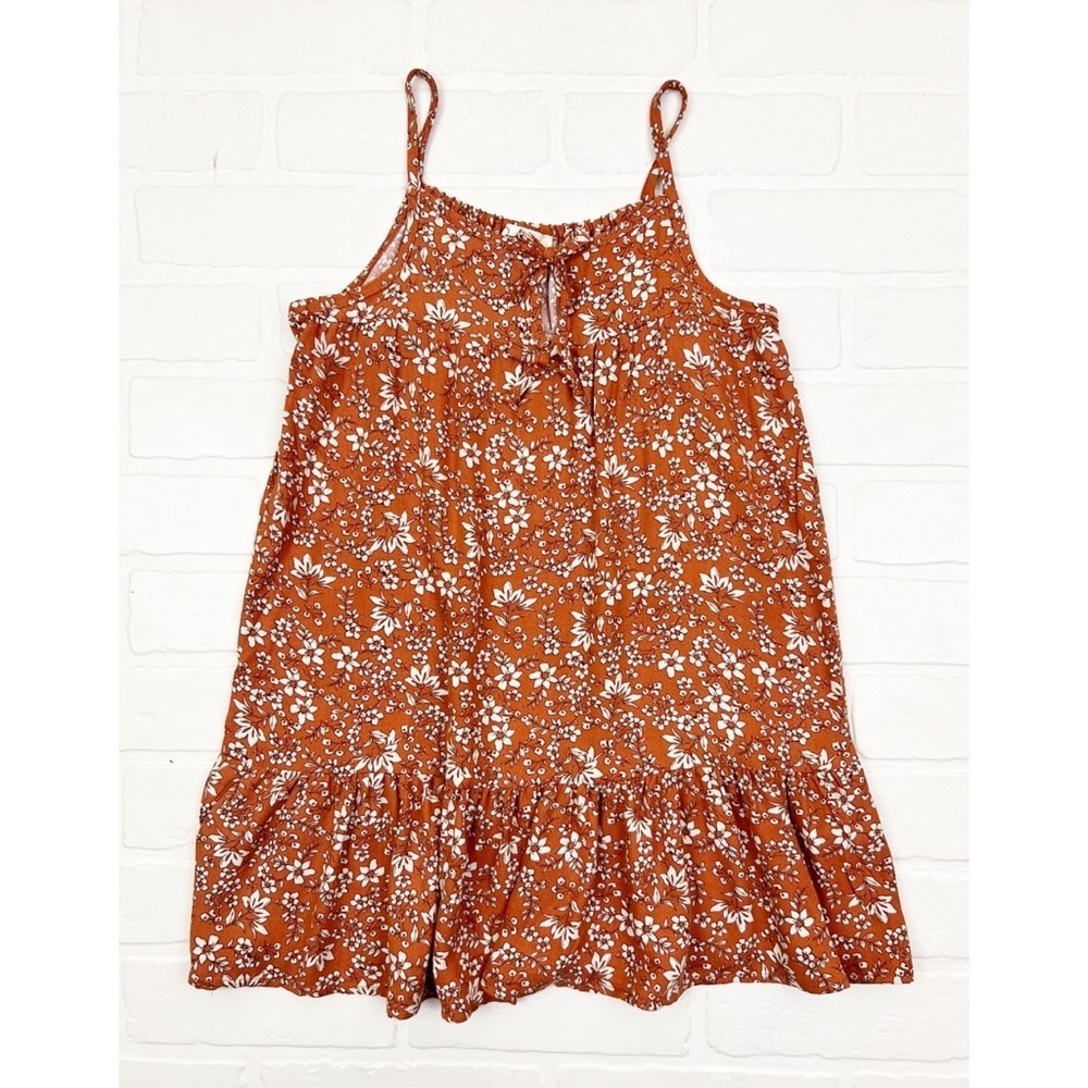 Jessica Simpson Girls Floral Sleeveless Ruffle Dress Brown White 5/6 NWOT